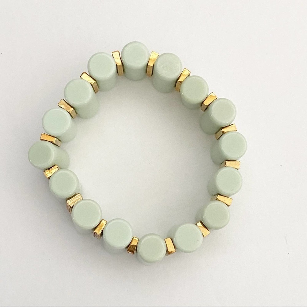 J.Crew Green Gold Crystal Stretch  Bracelet
